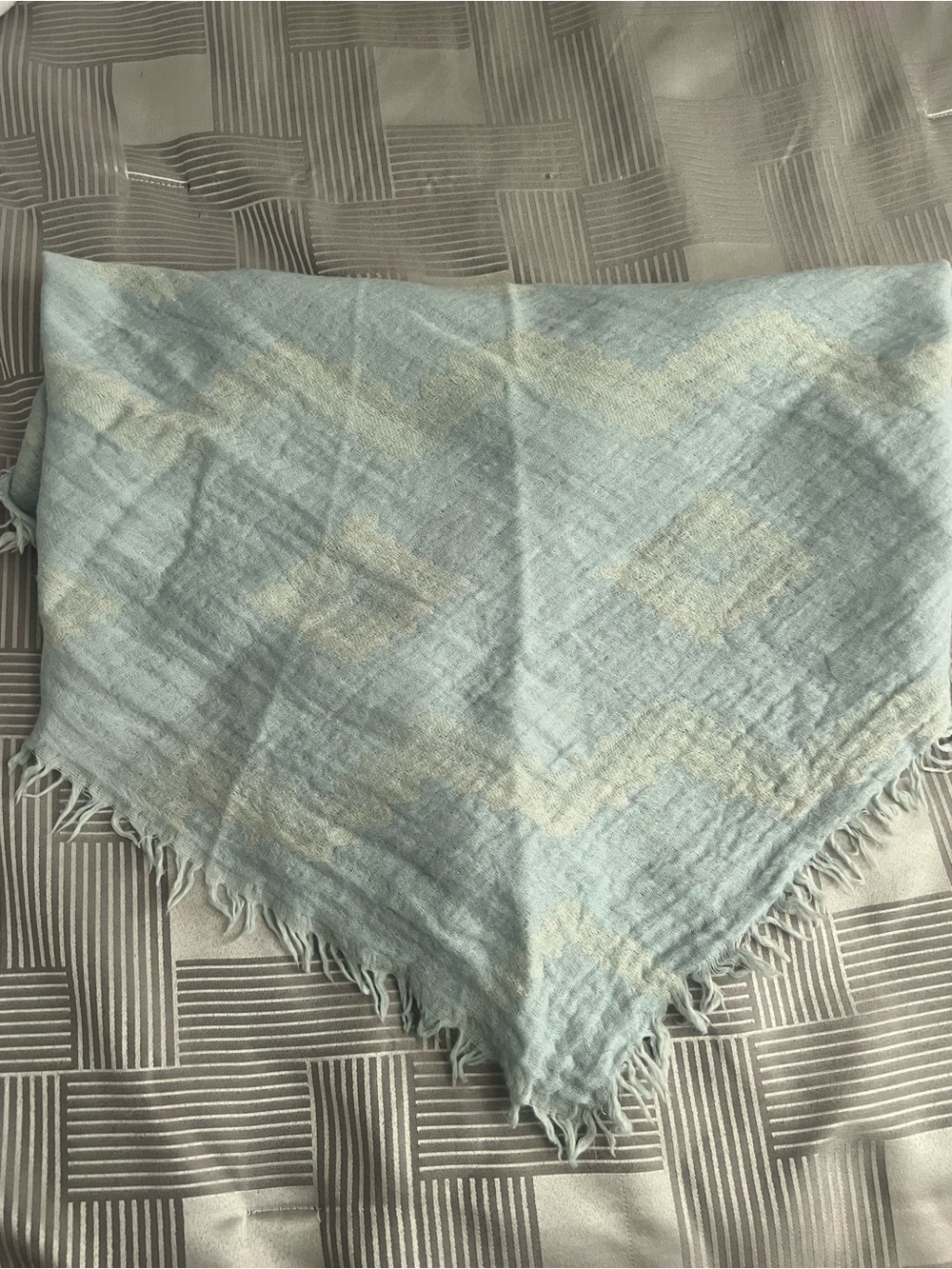 Aritzia Wilfred Wool Triangle Scarf in light blue